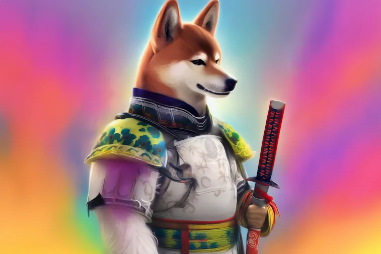 A Shiba Inu in samurai armor used for the Japanese Stable VLM release